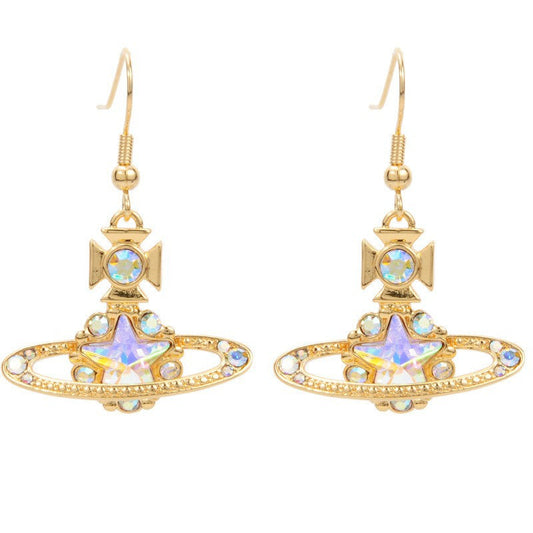 Vivienne Westwood fire color Pentagram earrings personality European and American punk