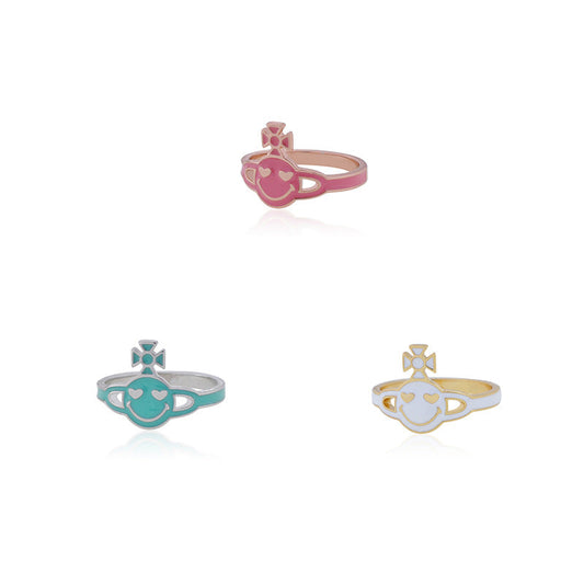 Vivienne Westwood love eye smiley ring simple style personalized opening adjustable