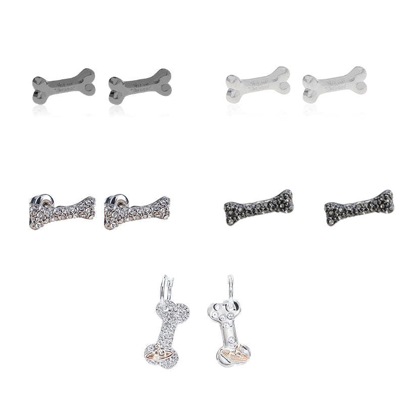 Vivienne Westwood small bone series ear studs versatile personality punk