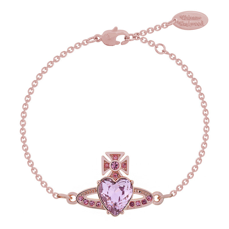 Vivienne Westwood loving heart zircon bracelet affordable luxury style high sense birthday gift