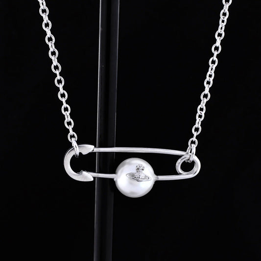 Vivienne Westwood pin pearl pendant necklace minority simple