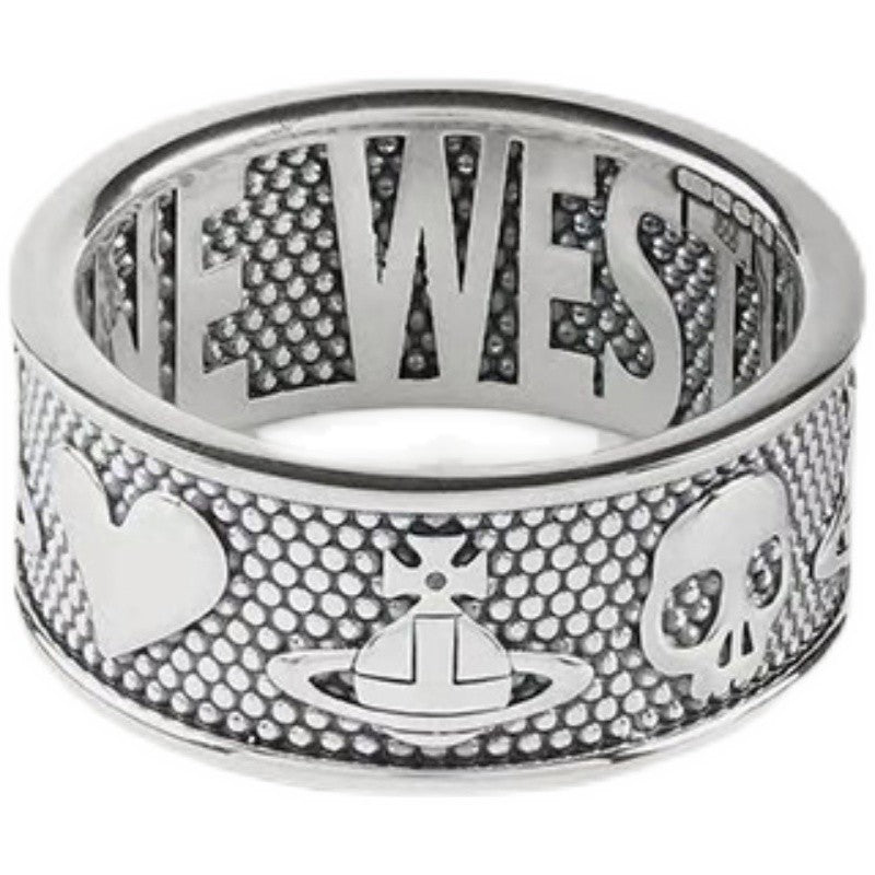 Vivienne Westwood skull ring love couple rings European and American style personality fashion
