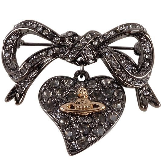 Vivienne Westwood sbeis titanium black bow heart shape with diamond brooch