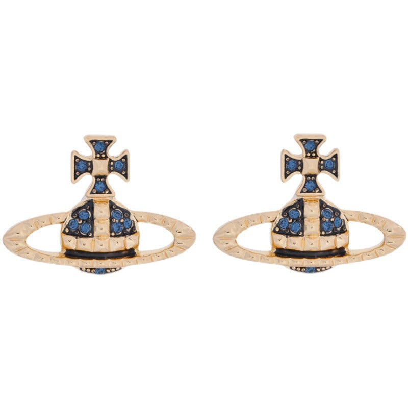 Vivienne Westwood European and American style rivet series stud earrings light luxury punk earrings