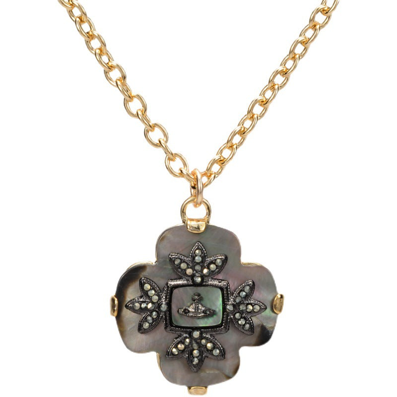 Vivienne Westwood vintage four-leaf clover abalone pendant necklace punk