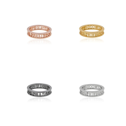 Vivienne Westwood hollow series letter ring European and American everyday Joker