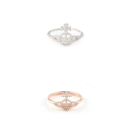 Vivienne Westwood hollow Rhinestone ring high-grade light luxury accessories
