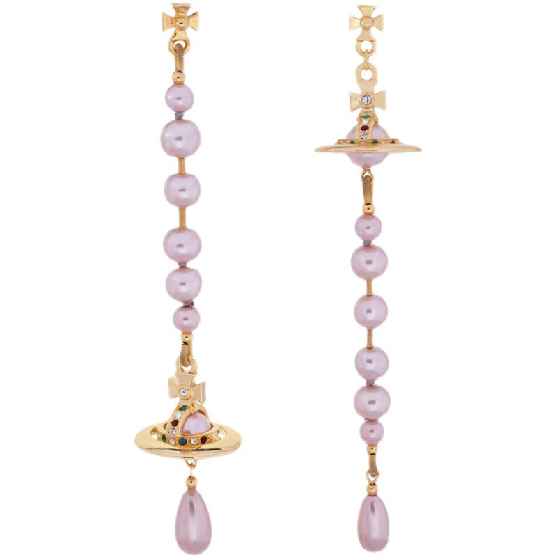 Vivienne Westwood asymmetric broken pearl earrings three-dimensional earrings