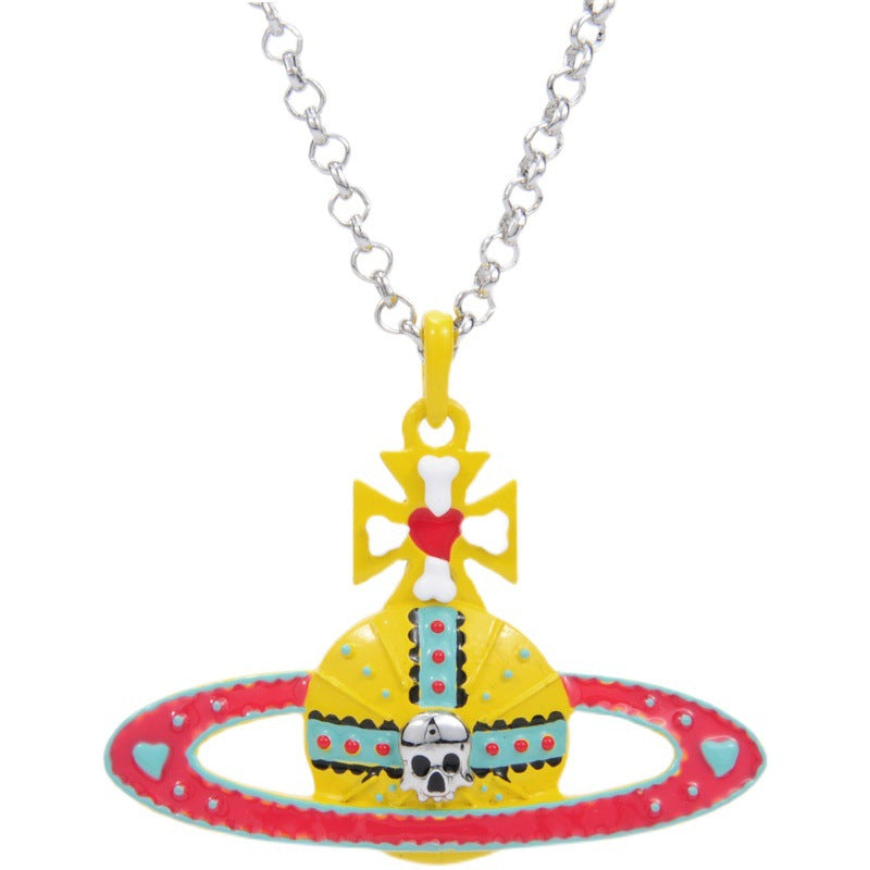 Vivienne Westwood paint skull pendant necklace personality European and American punk