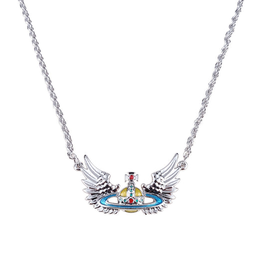 Vivienne Westwood wings painted pendant necklace European and American punk personality all-match