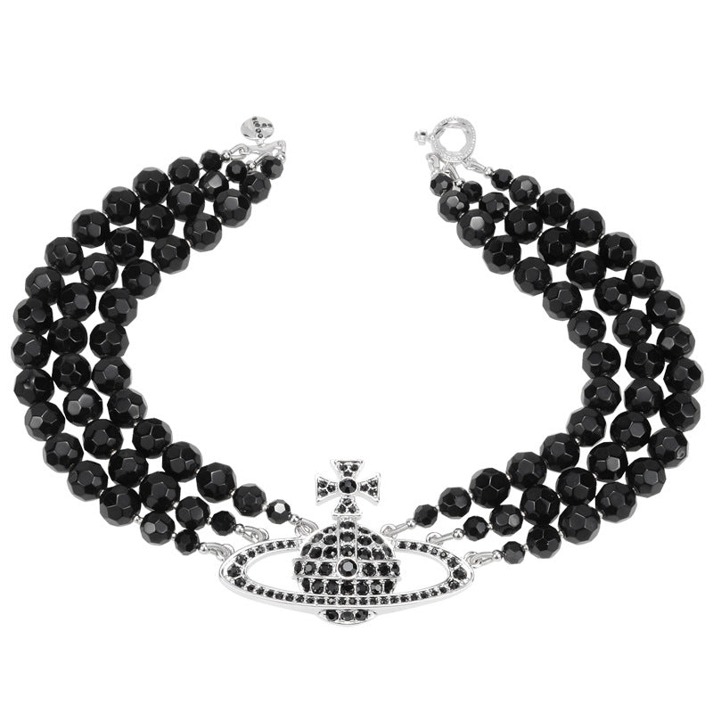 Vivienne Westwood black agate pendant necklace single layer/three layers