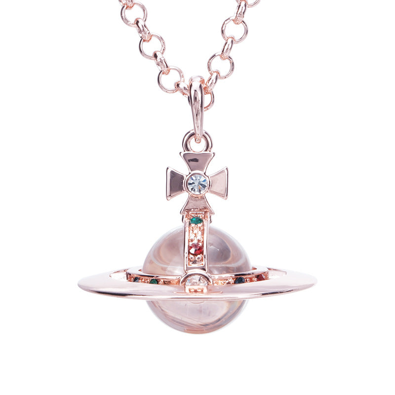 Vivienne Westwood Three-dimensional micro glass bead non-engraved pendant necklace