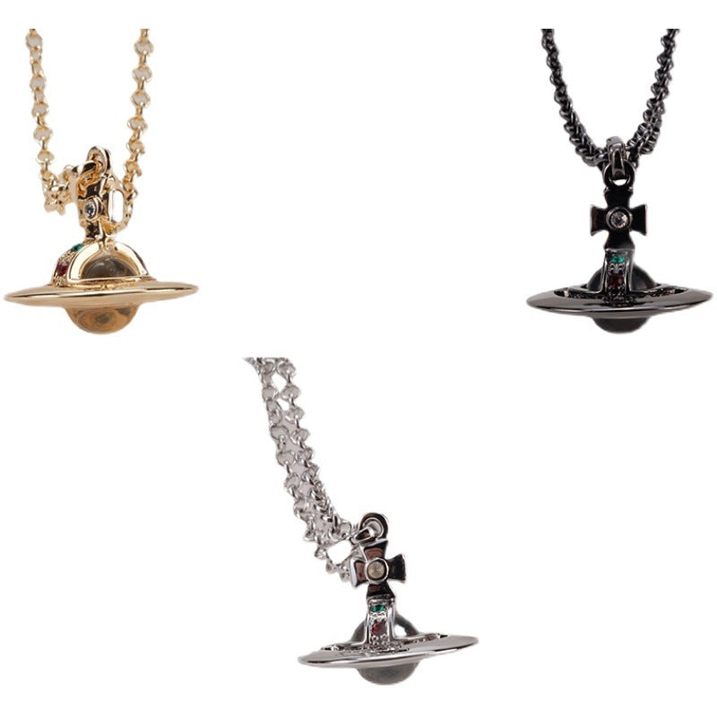 Vivienne Westwood 8mm micro glass bead series necklace pendant ins high sense