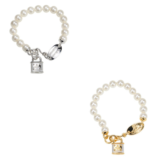 Vivienne Westwood resin lock head pearl bracelet female niche high sense