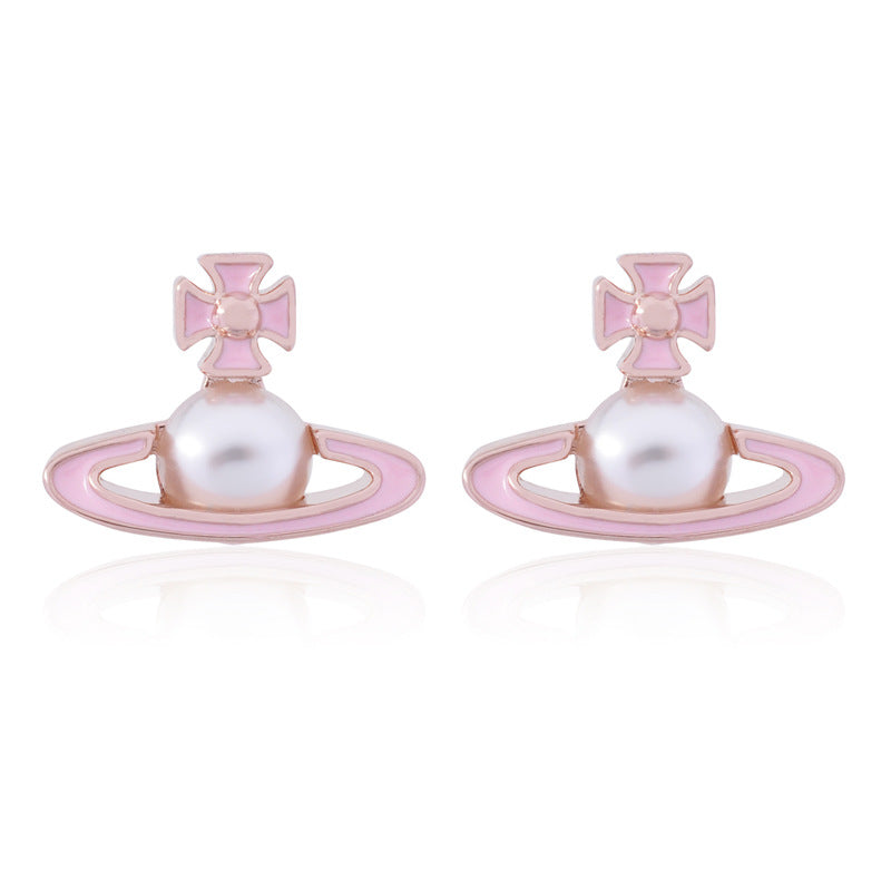 Vivienne Westwood Pearl paint series earrings small and personalized all-match