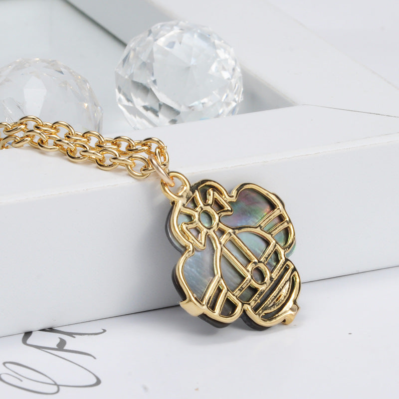 Vivienne Westwood vintage four-leaf clover abalone pendant necklace punk
