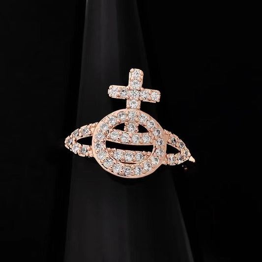 Vivienne Westwood hollow full diamond three colors fine and simple ring rings