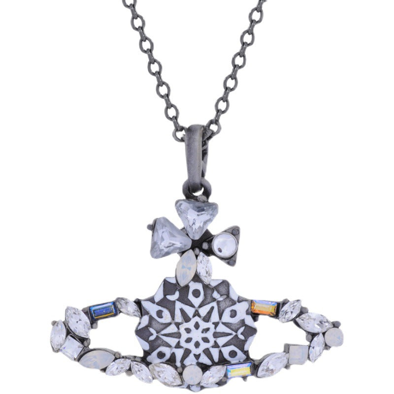 Vivienne Westwood snowflake carved pendant necklace personality European and American punk