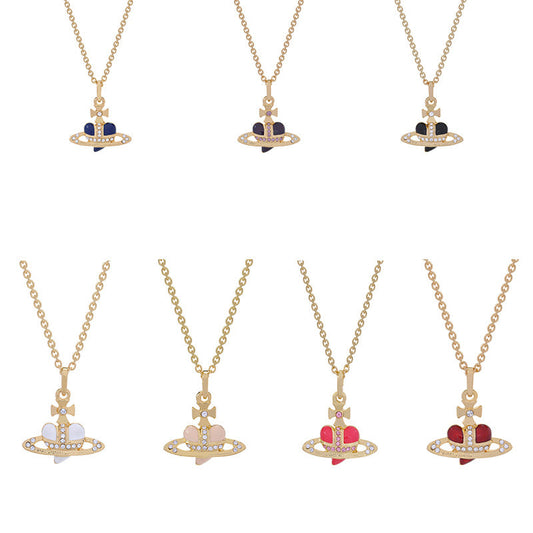 Vivienne Westwood heart shape clavicle paint necklace small personality European and American punk