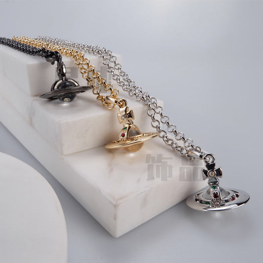 Vivienne Westwood 8mm micro glass bead series necklace pendant ins high sense