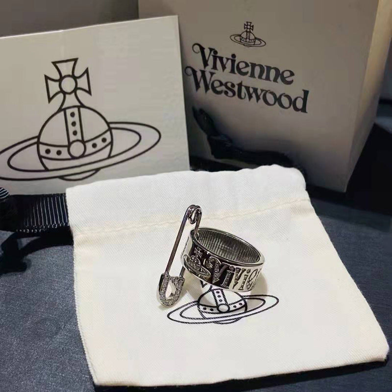 Vivienne Westwood universe safety pin element alloy ring European and American personalized punk