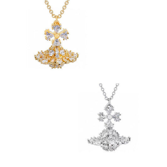 Irina special-shaped three-dimensional ball pendant necklace full diamond high sense