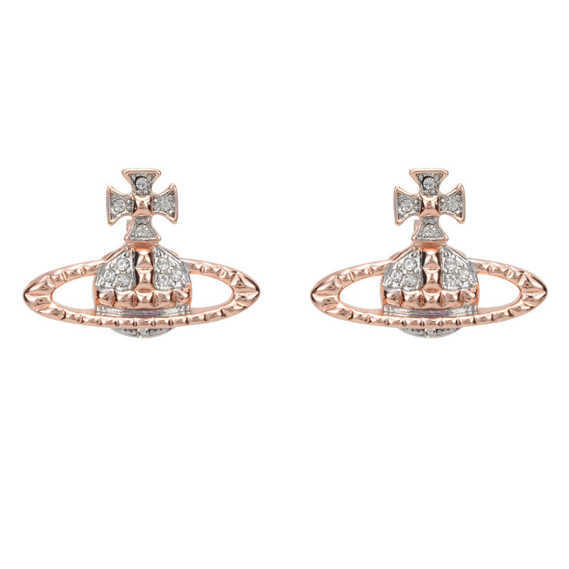 Vivienne Westwood European and American style rivet series stud earrings light luxury punk earrings