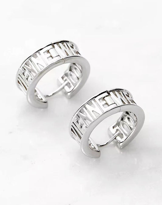 Vivienne Westwood hollow letter LOGO earrings ear studs couple models