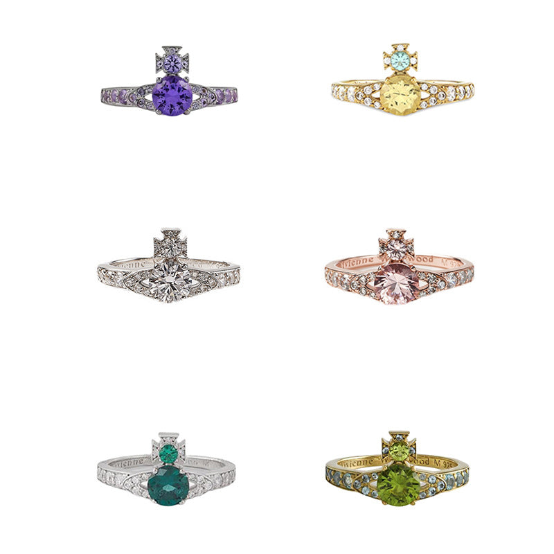 Vivienne Westwood ISMENE full diamond ring ins style advanced sense