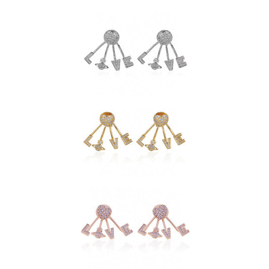 Vivienne Westwood LOVE full-jeweled stud earrings personality punk