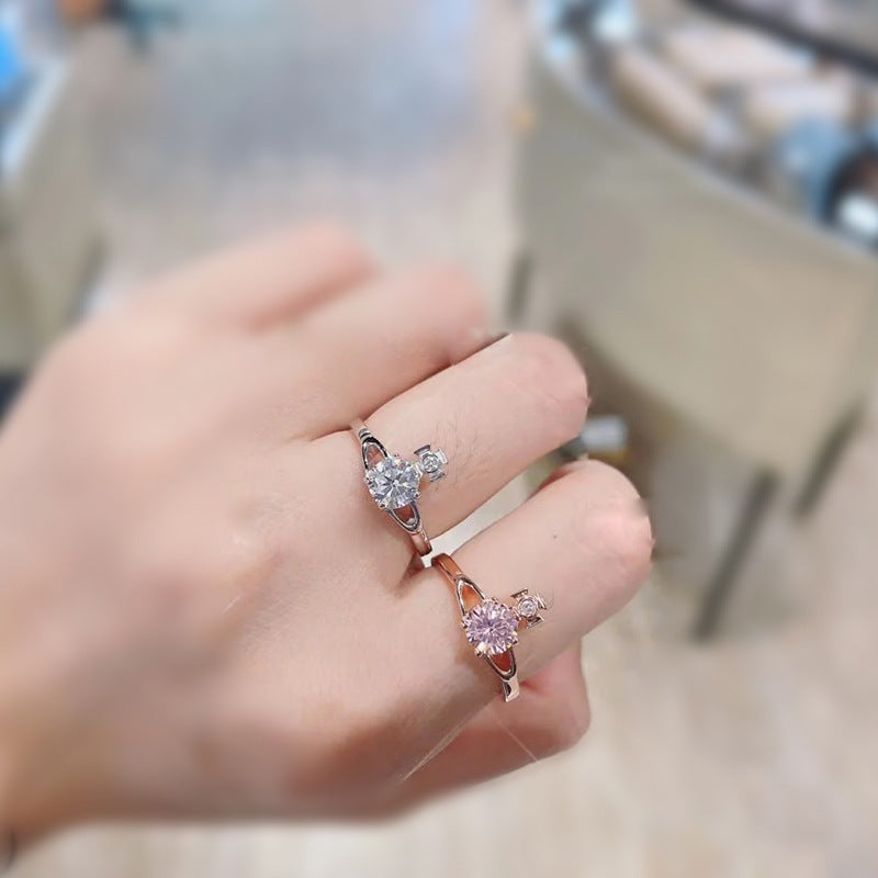 Vivienne Westwood single Rhinestone ring ins simple and advanced sense