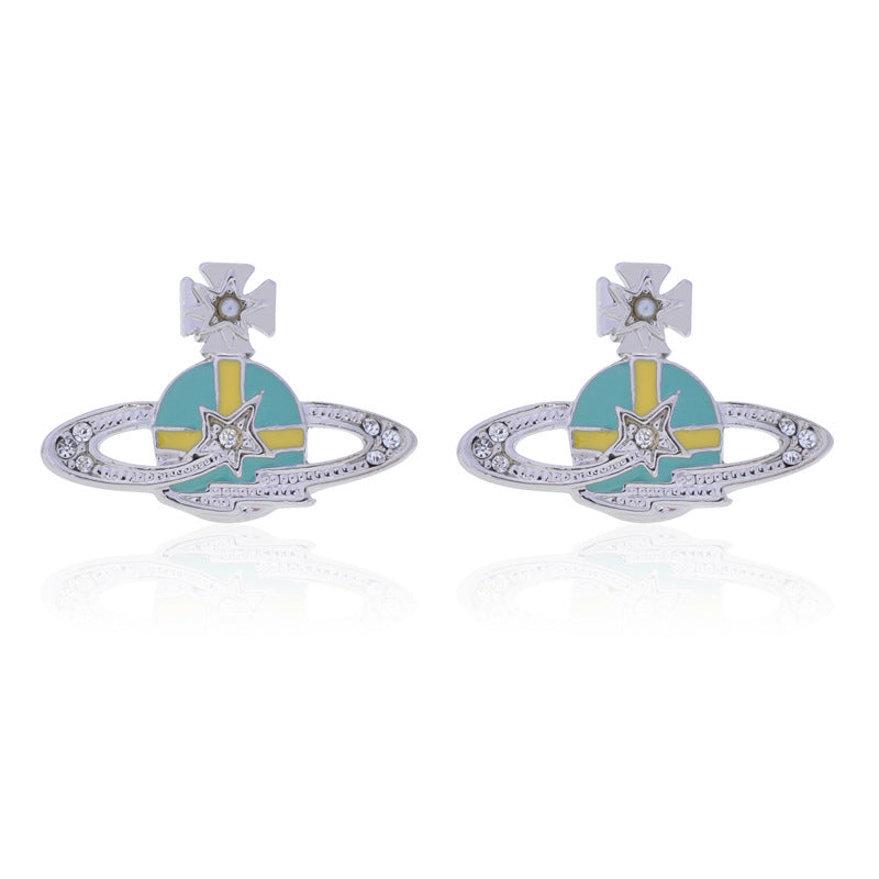 Vivienne Westwood paint stud earrings punk European and American style eardrops