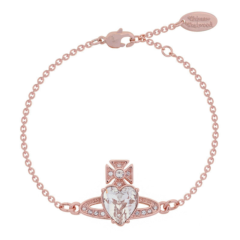 Vivienne Westwood loving heart zircon bracelet affordable luxury style high sense birthday gift