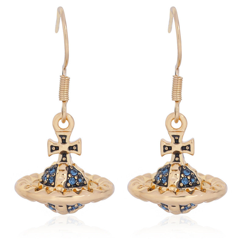 Vivienne Westwood European and American style rivet series stud earrings light luxury punk earrings