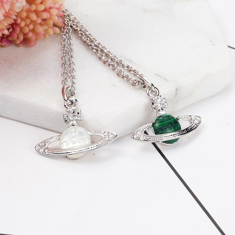 Vivienne Westwood malachite pendant necklace European and American punk