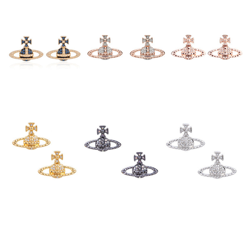 Vivienne Westwood European and American style rivet series stud earrings light luxury punk earrings