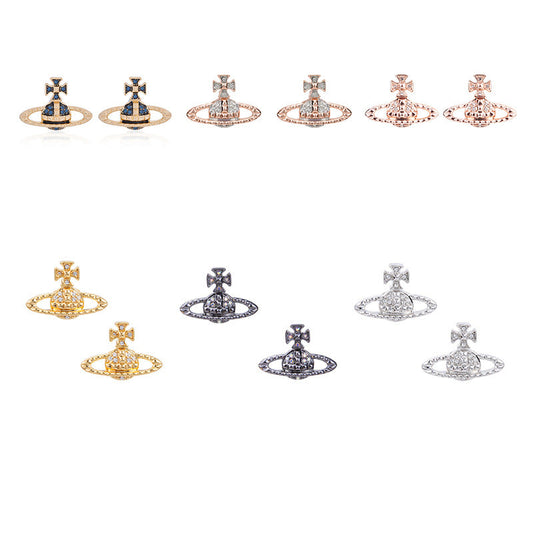 Vivienne Westwood European and American style rivet series stud earrings light luxury punk earrings