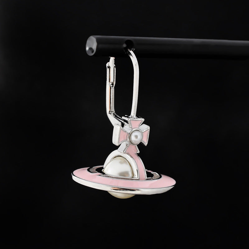 Vivienne Westwood solid color paint Pearl stereo earrings