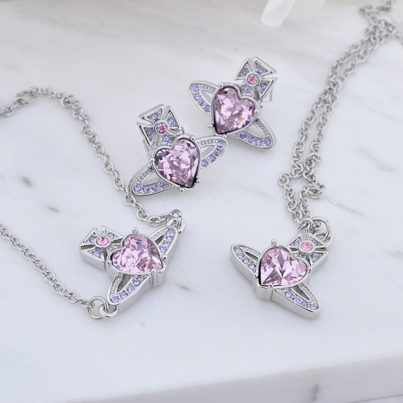Vivienne Westwood loving heart zircon pendant necklace