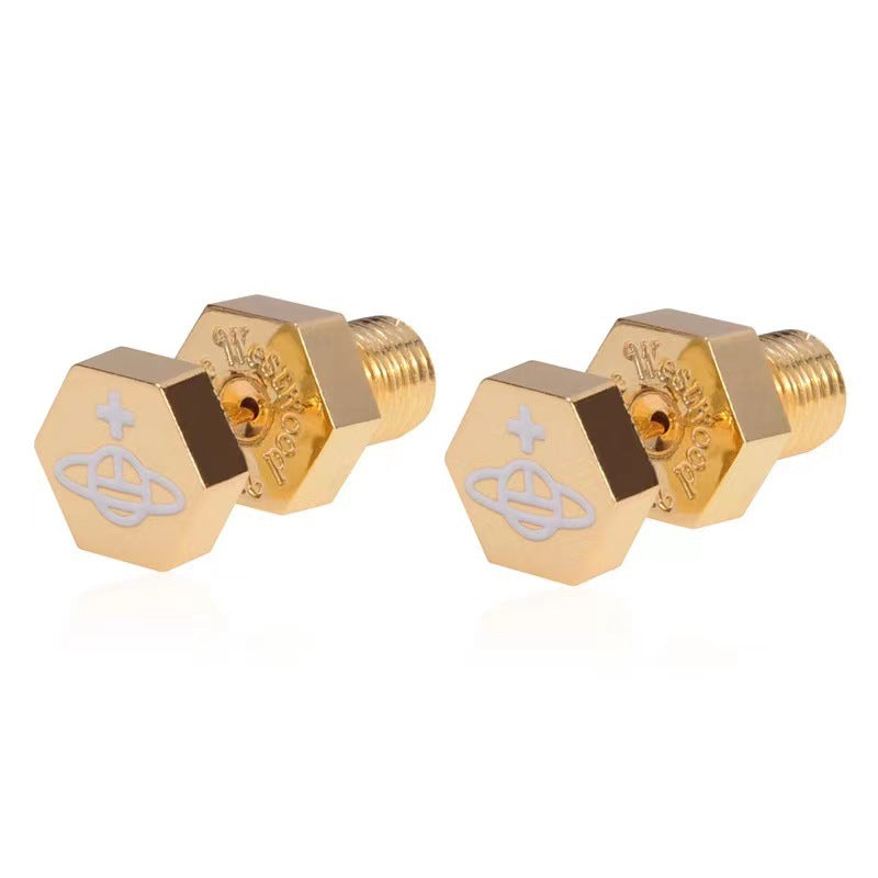 Vivienne Westwood Hexagon screws stud earrings all-match punk