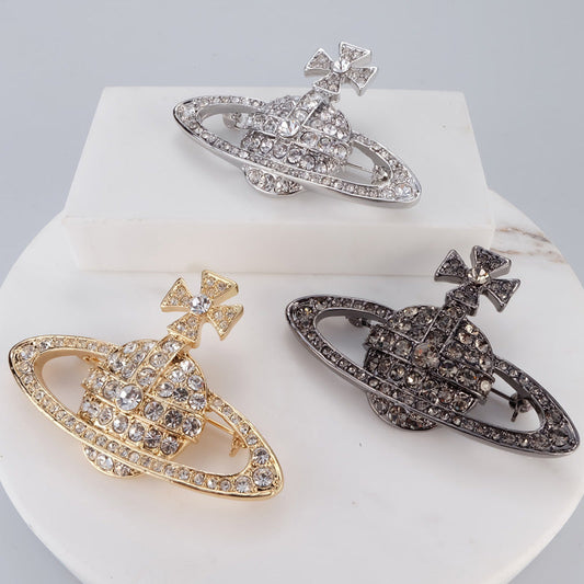 Vivienne Westwood full diamond orb shape temperament brooch