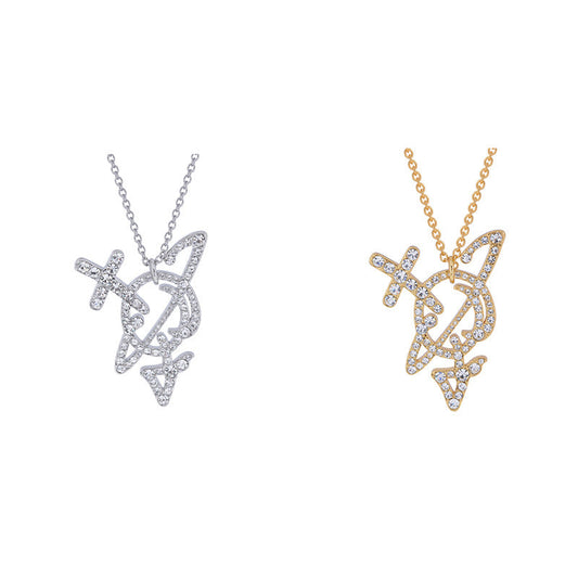 Line full Diamond Arrow sweater chain necklace punk