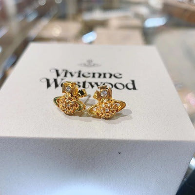 Vivienne Westwood DONNA dandelion earrings silver full diamond high-grade accessories