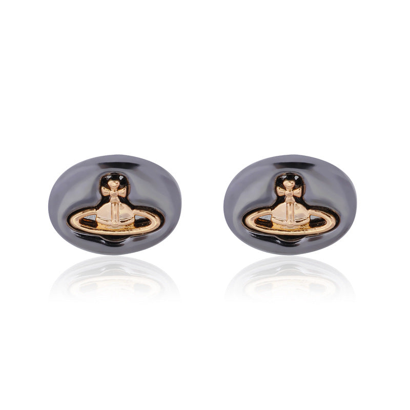 Vivienne Westwood button series stud earrings multi-color punk all-match