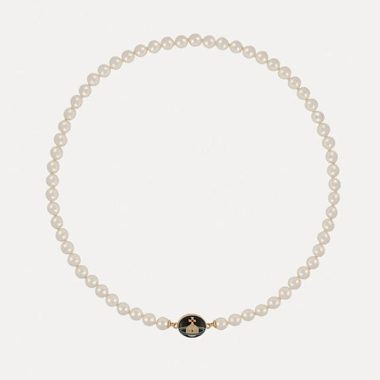 Vivienne Westwood enamel buckle magnet pearl necklace Lisa same style