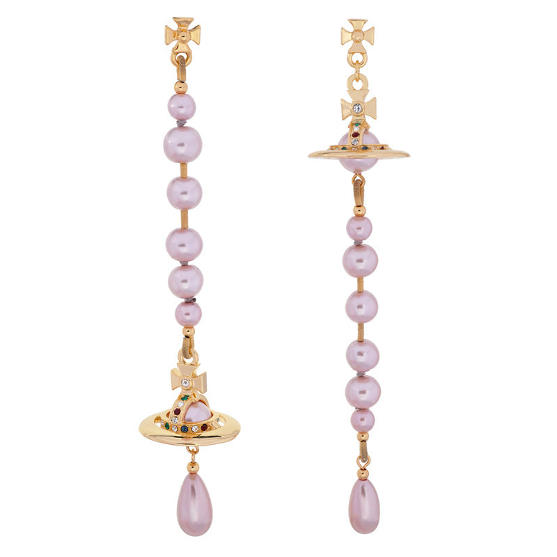 Vivienne Westwood asymmetric broken pearl earrings three-dimensional earrings