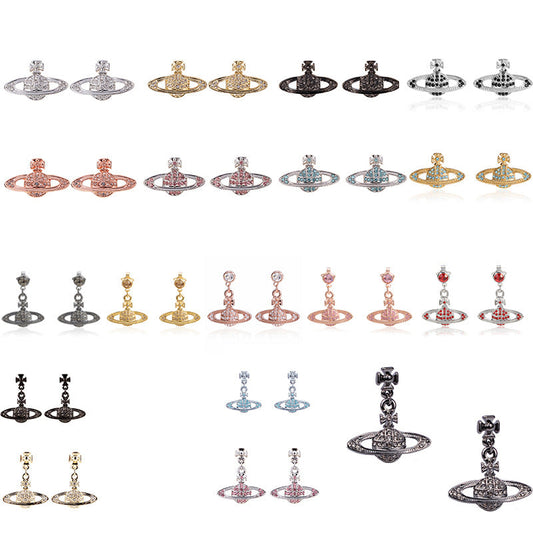 Vivienne Westwood full diamond eardrops Diamond Punk small luxury all-matching