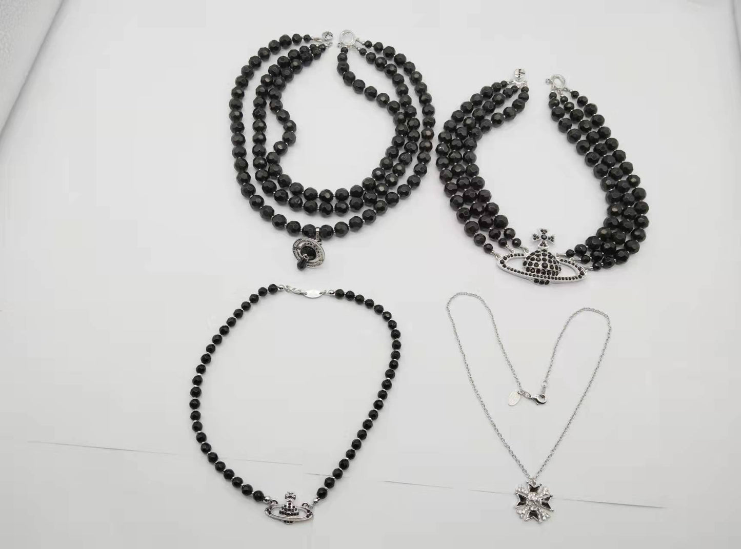 Vivienne Westwood black agate pendant necklace single layer/three layers