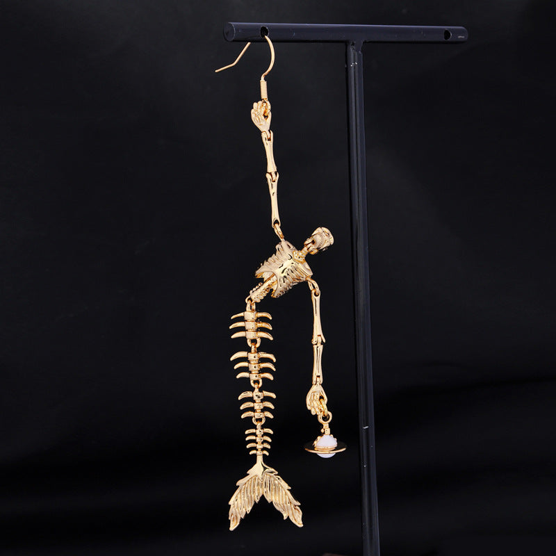 Vivienne Westwood skull Fishbone series earrings personalized minority tide