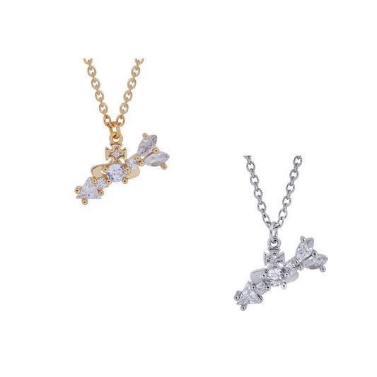 Vivienne Westwood arrow zircon pendant necklace ins niche high sense